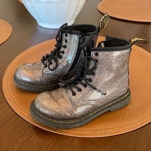 Dark Silver Sparkle Toddler Dr. Martens Boots